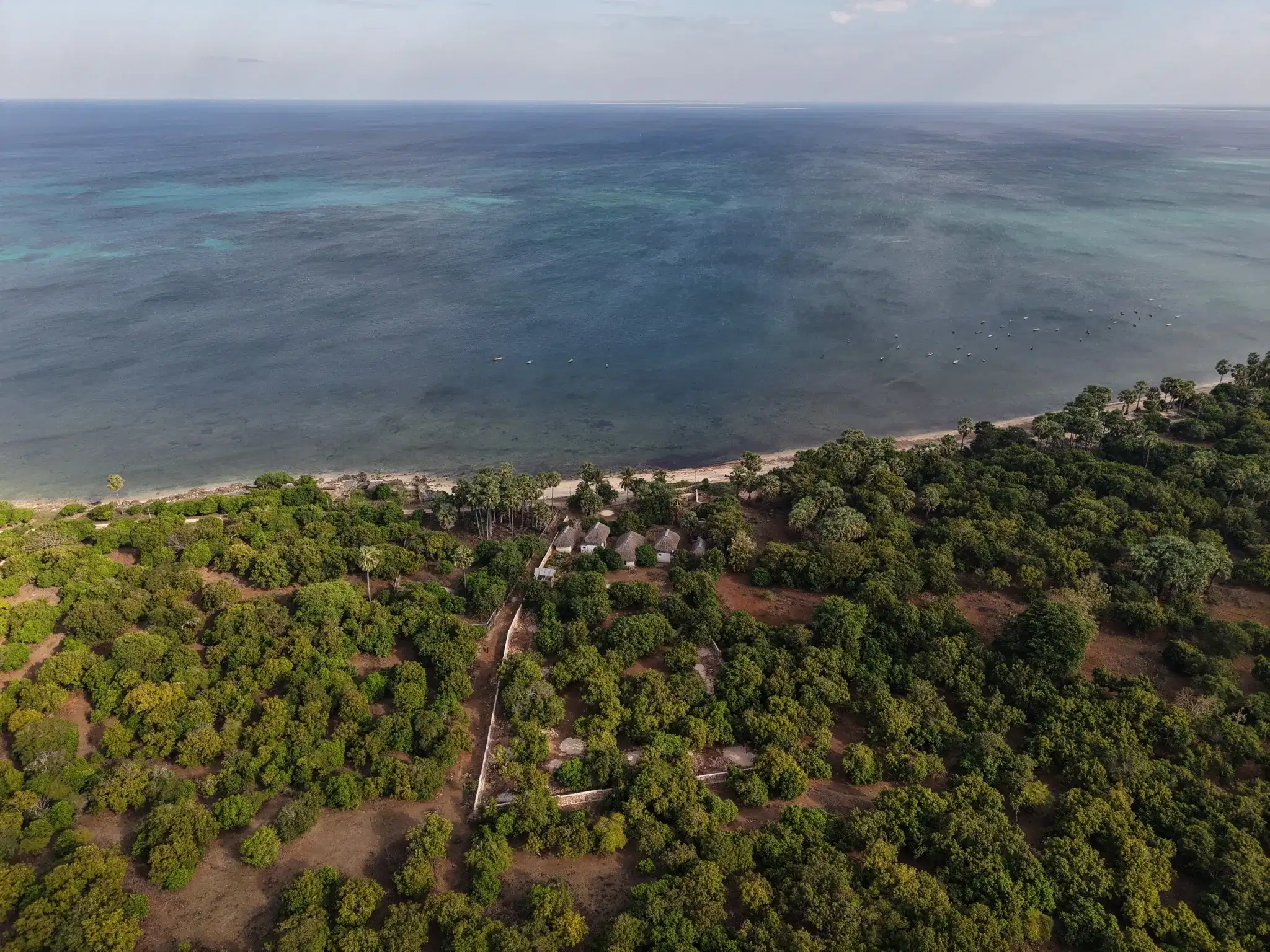 Aerial view west from above the parcel across the reef to the open Savu Sea
