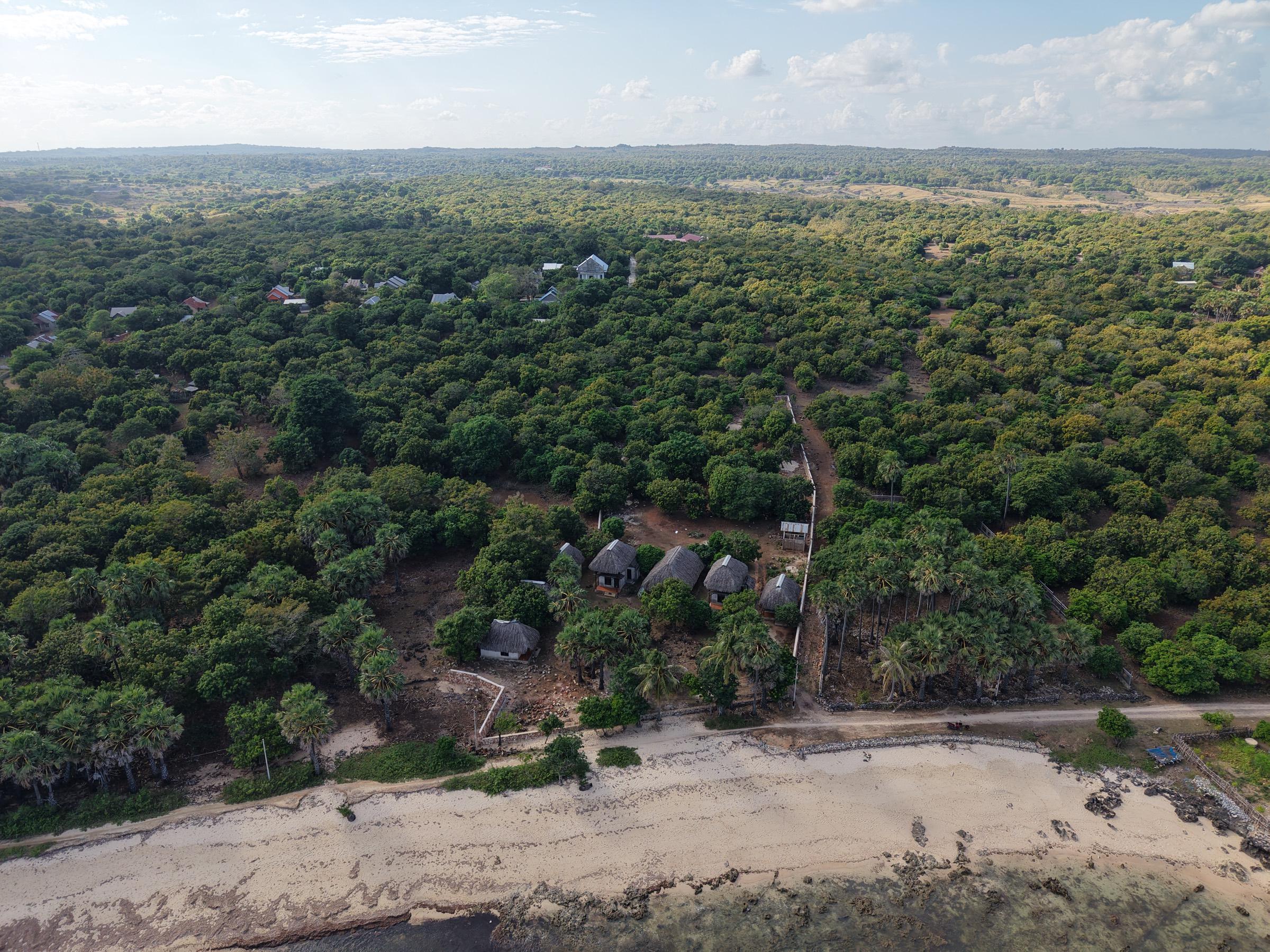 Aerial view inland across Rote's west coast interior from above the plot