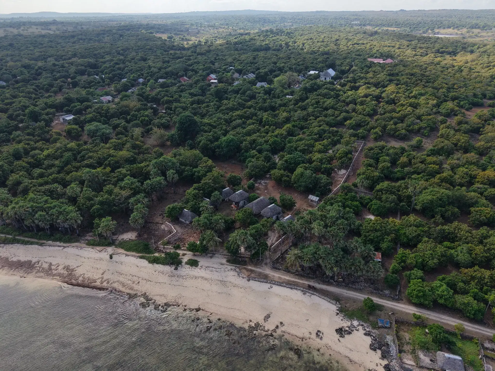 The parcel and the beach line at Sedeoen from the air